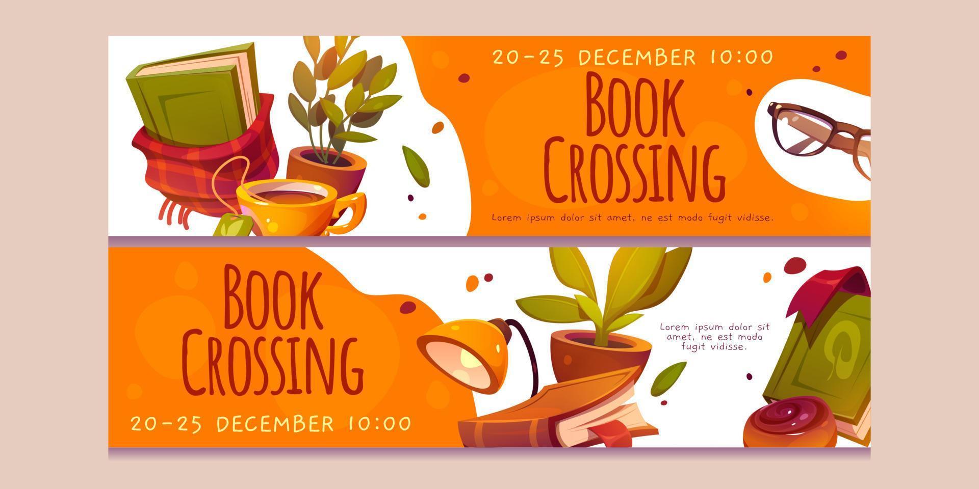 Book crossing, sharing event banners vector