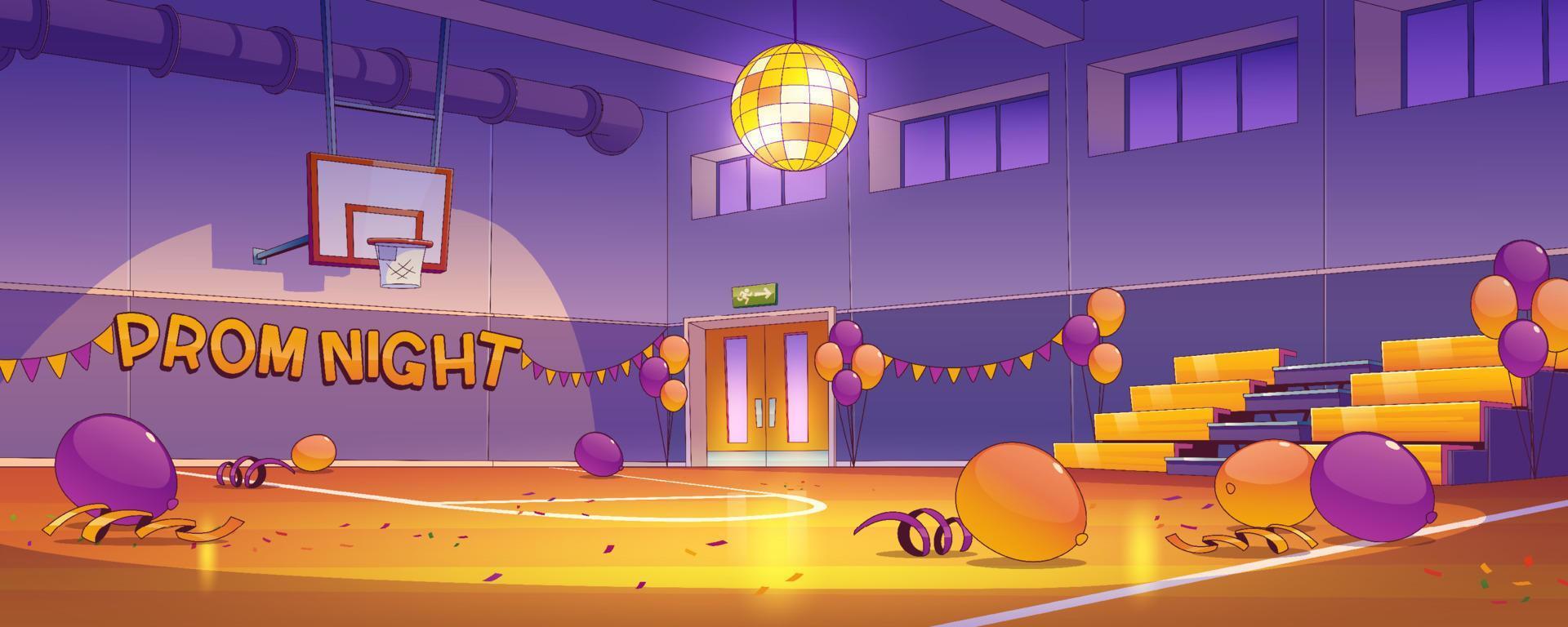 School gymnasium hall after prom night celebration vector