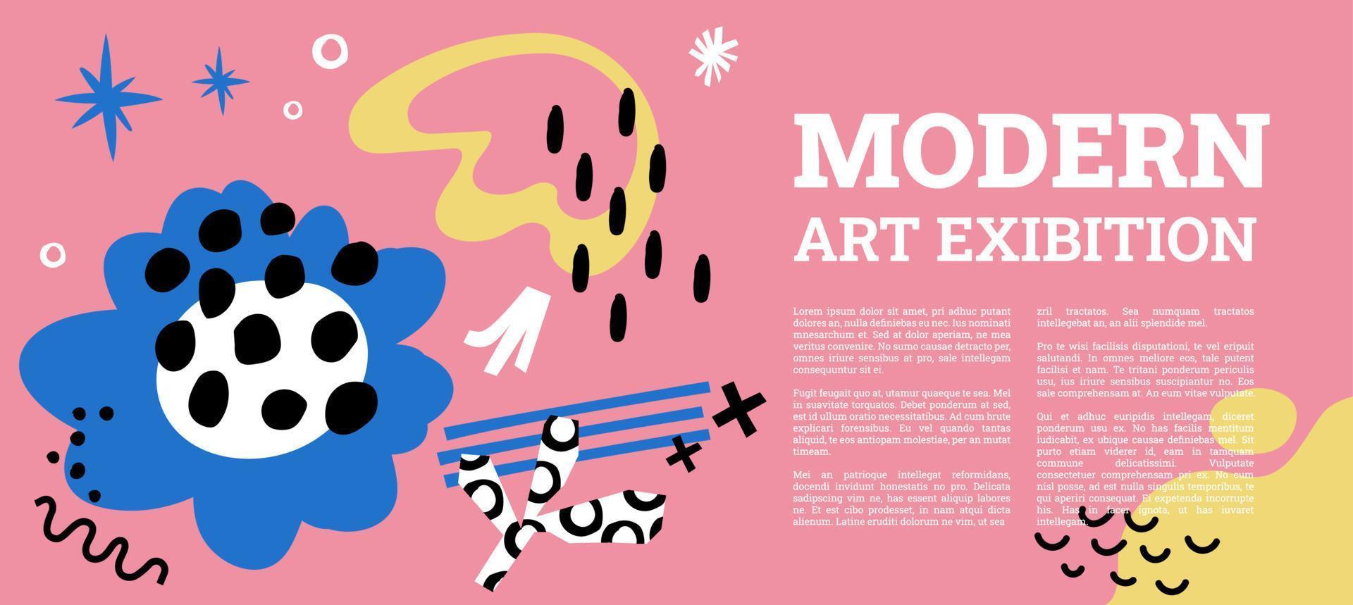 Modern art exhibition banner, invitation to expo vector