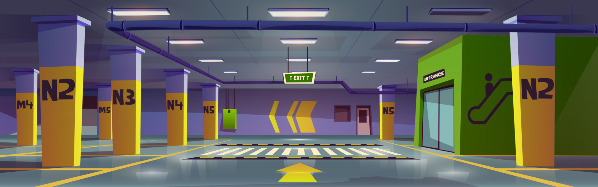 Underground car parking in mall building basement 16265803 Vector Art