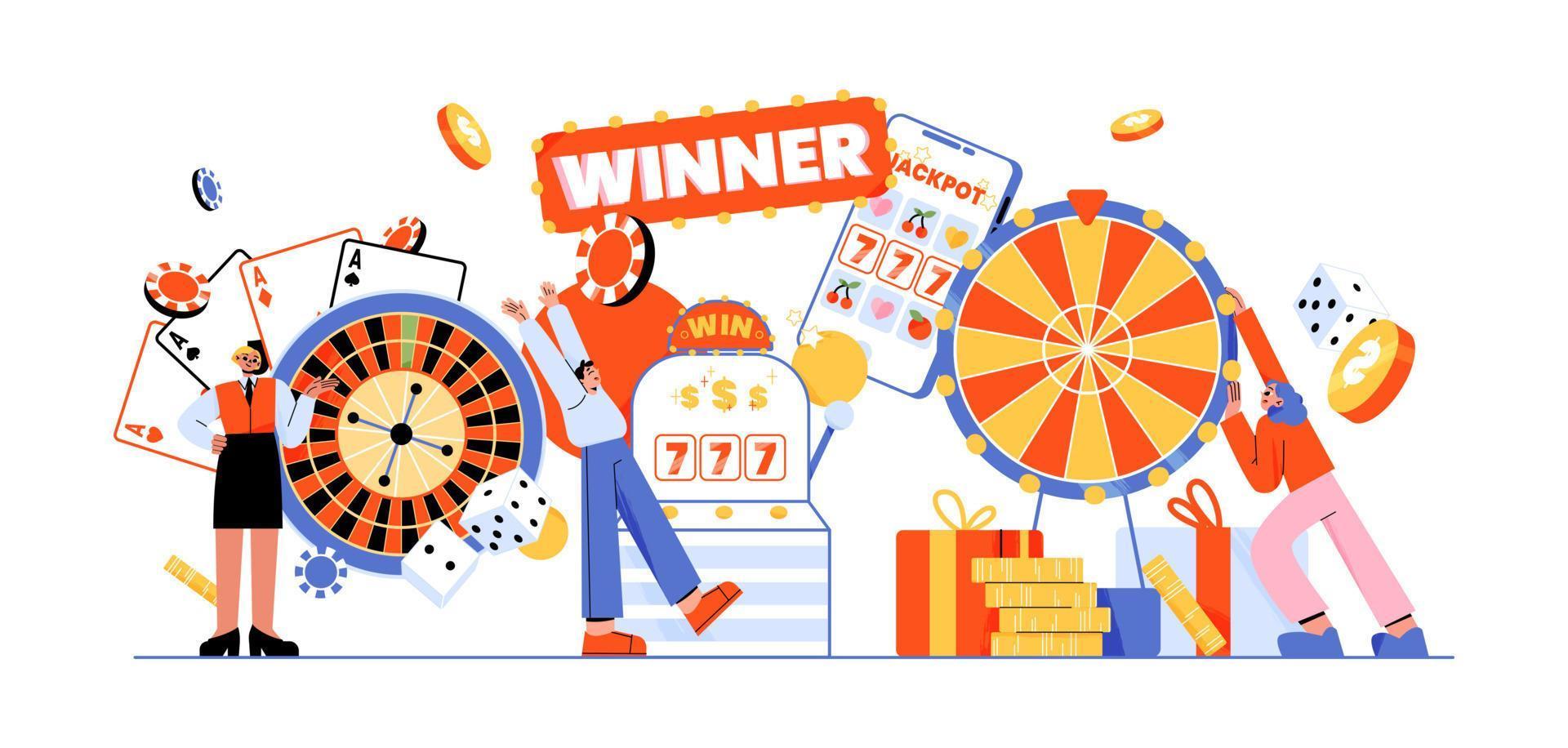 Gambling, online casino poster with jackpot vector