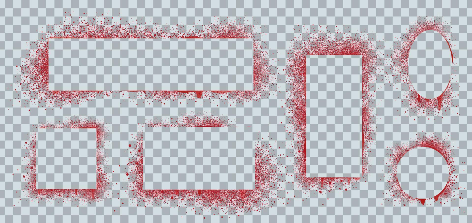 Spray paint frames, red brush graffiti borders vector