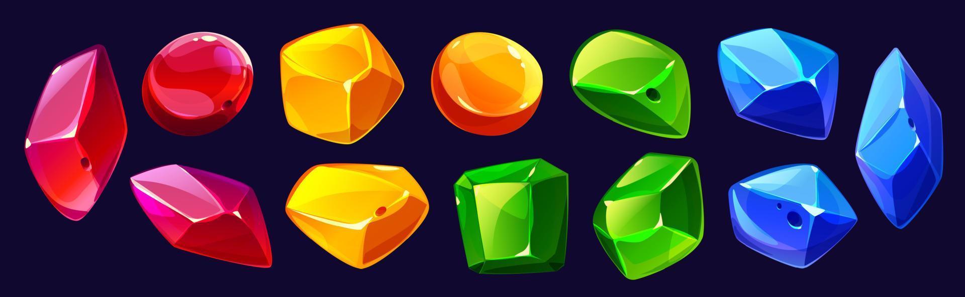 Crystal gems, jewel rocks and mineral stones set vector