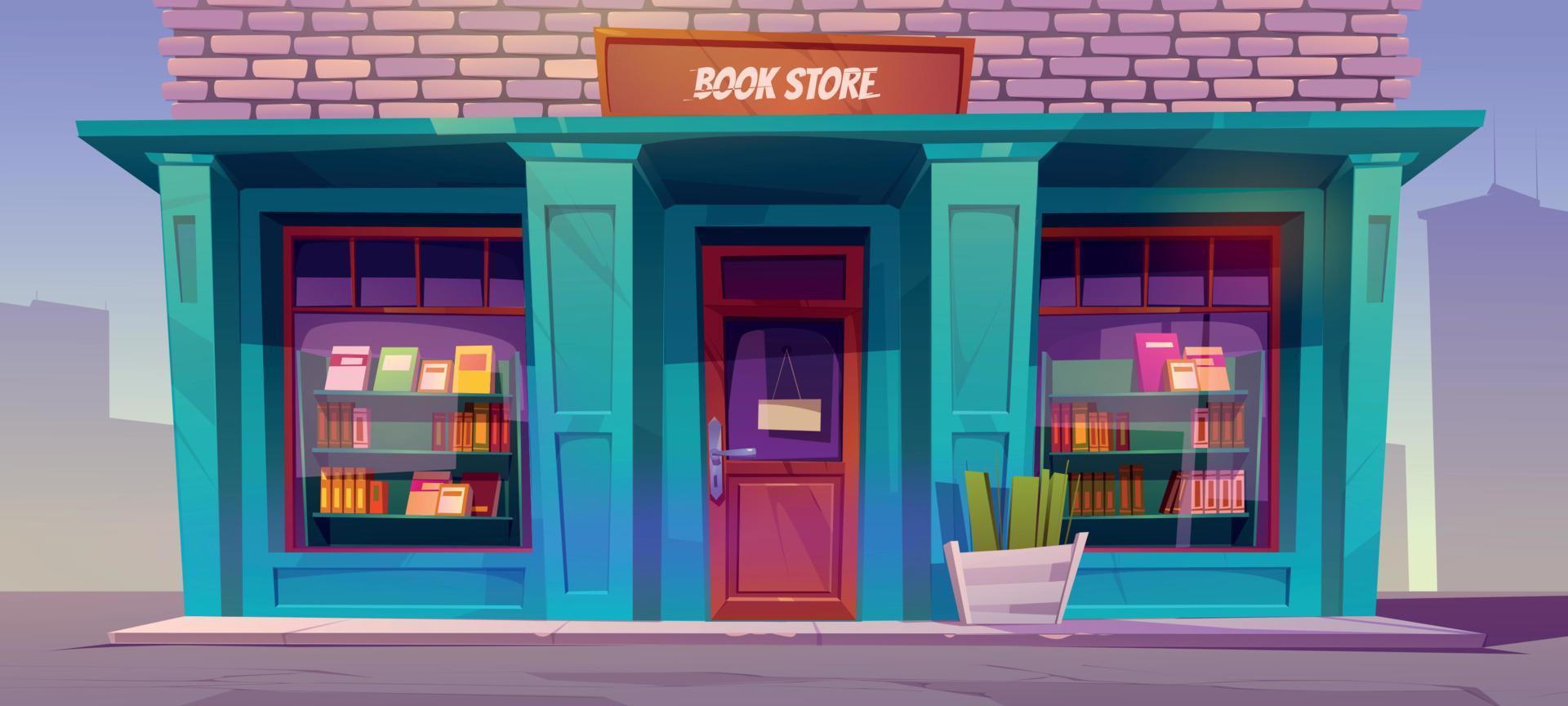 tienda de libros en casa en la calle de la ciudad vector