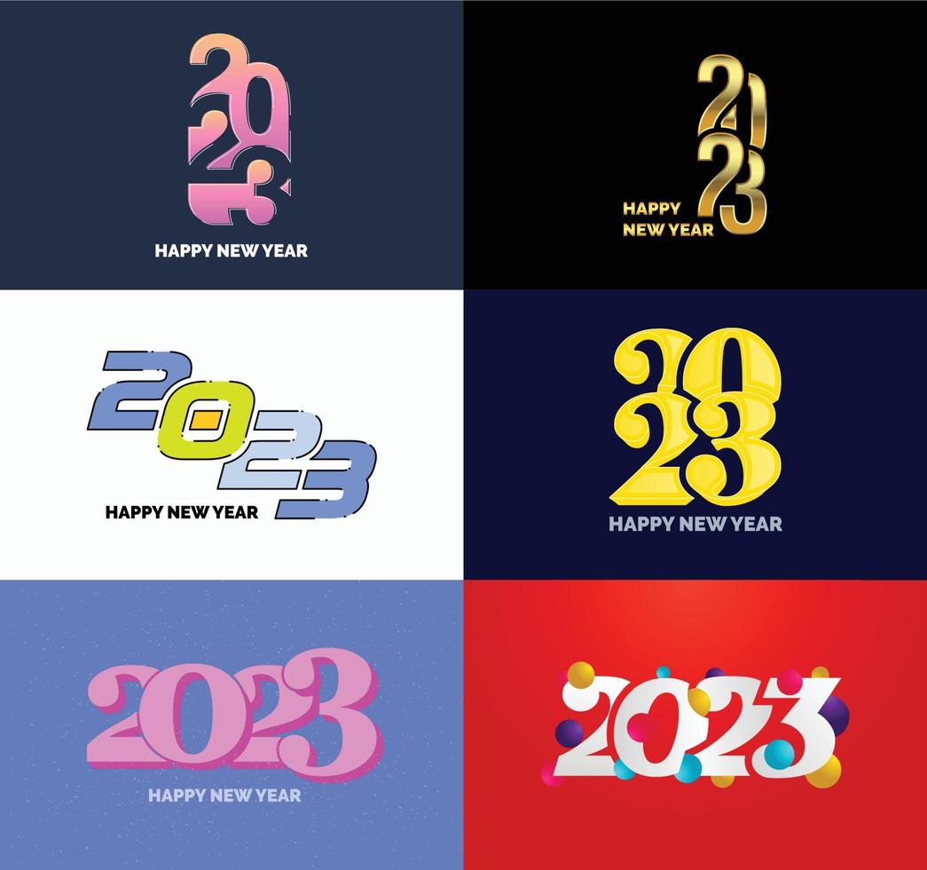 Big Collection of 2023 Happy New Year symbols Cover of business diary for 2023 with wishes vector