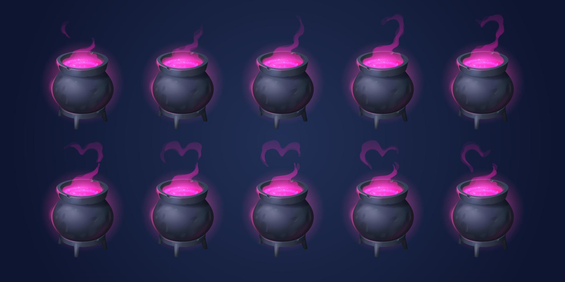 Cauldron with potion motion sequence animation vector