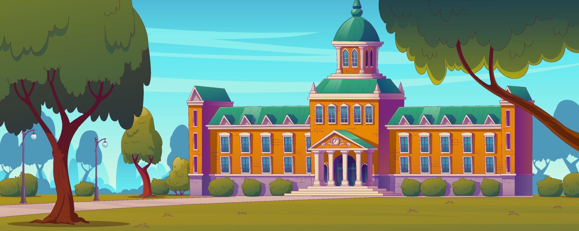 University, college, high school building exterior vector