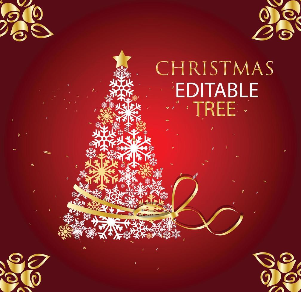 editable golden tree design vector