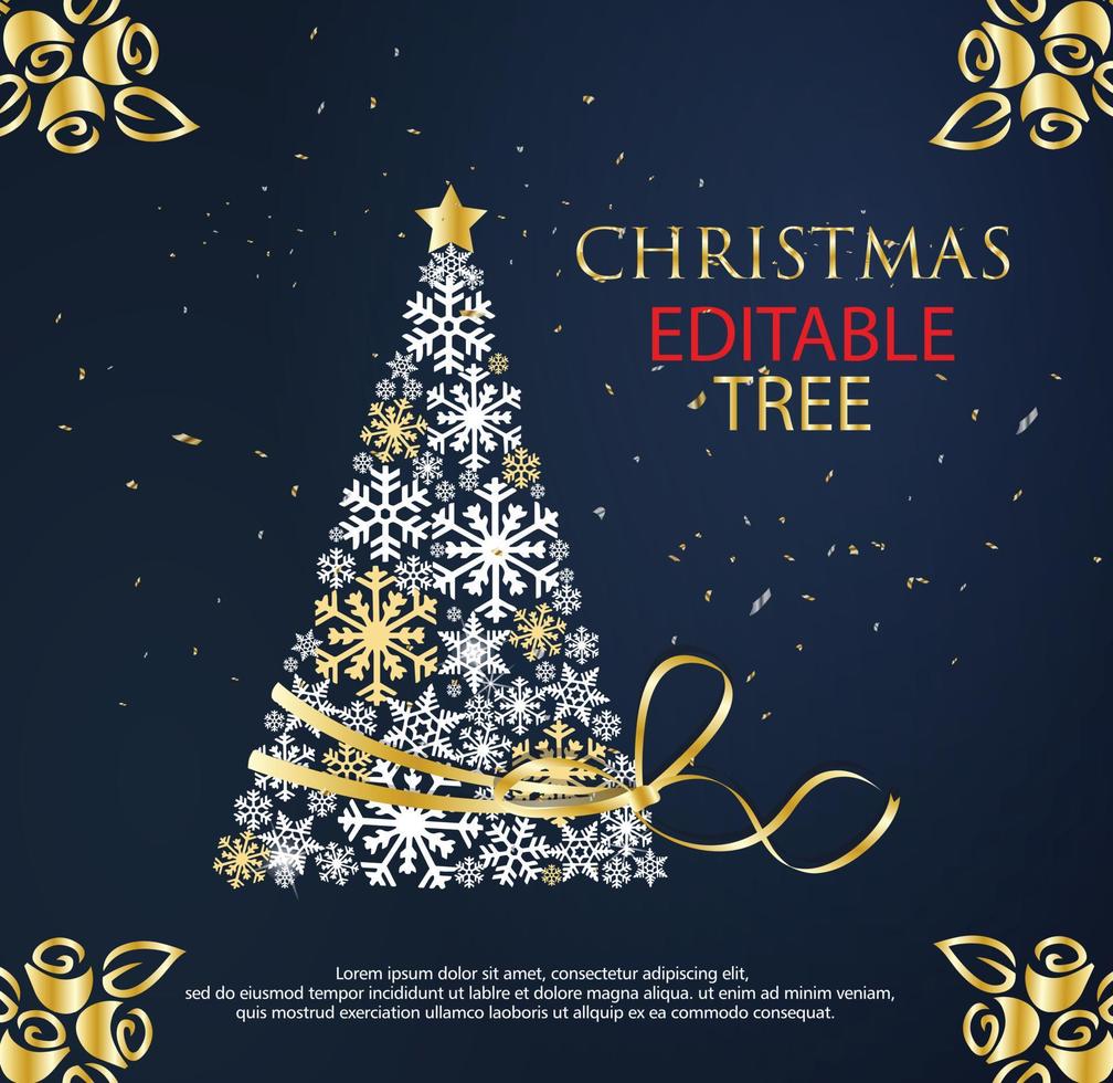 editable golden tree design vector