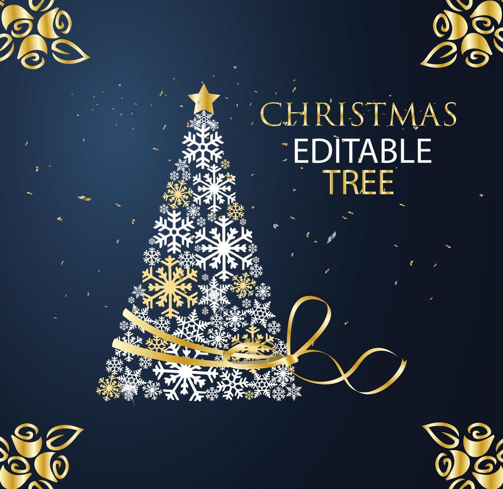 editable golden tree design vector