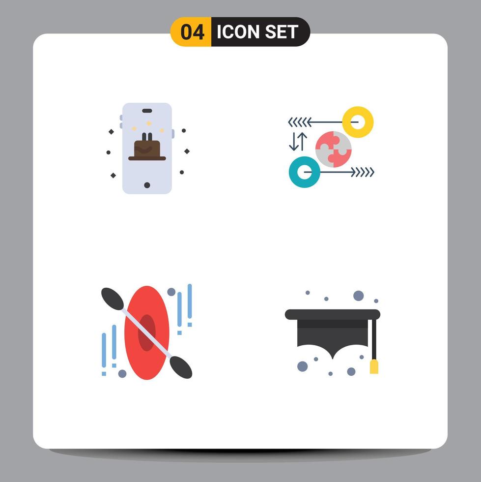 Modern Set of 4 Flat Icons and symbols such as birthday hotel puzzle marketing hat Editable Vector Design Elements