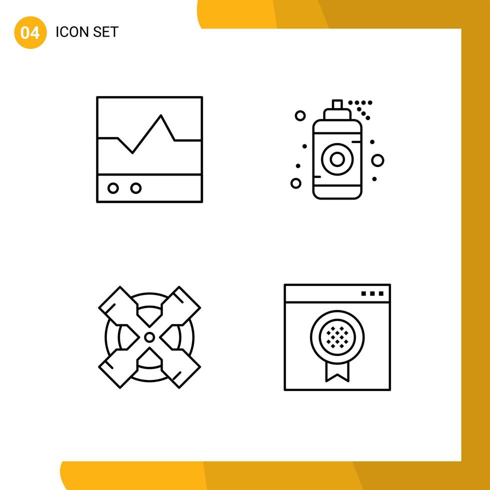 4 Universal Line Signs Symbols of devices tools products graphic wrench Editable Vector Design Elements