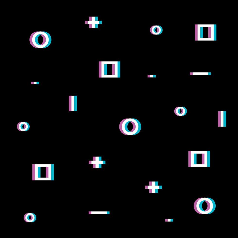 Seamless pattern of geometric shapes on a black background. vector