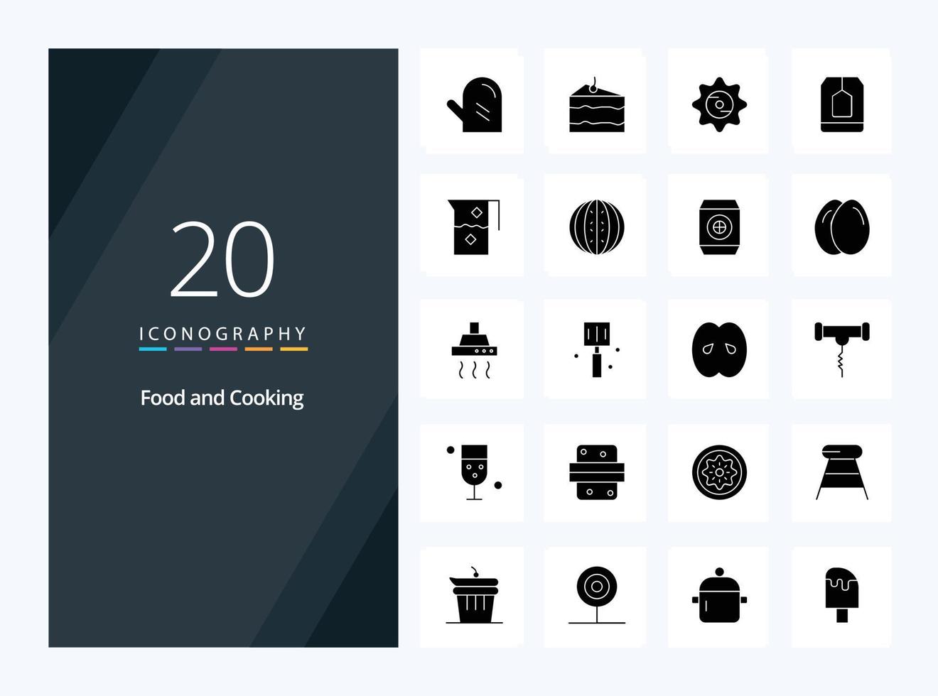20 Food Solid Glyph icon for presentation vector