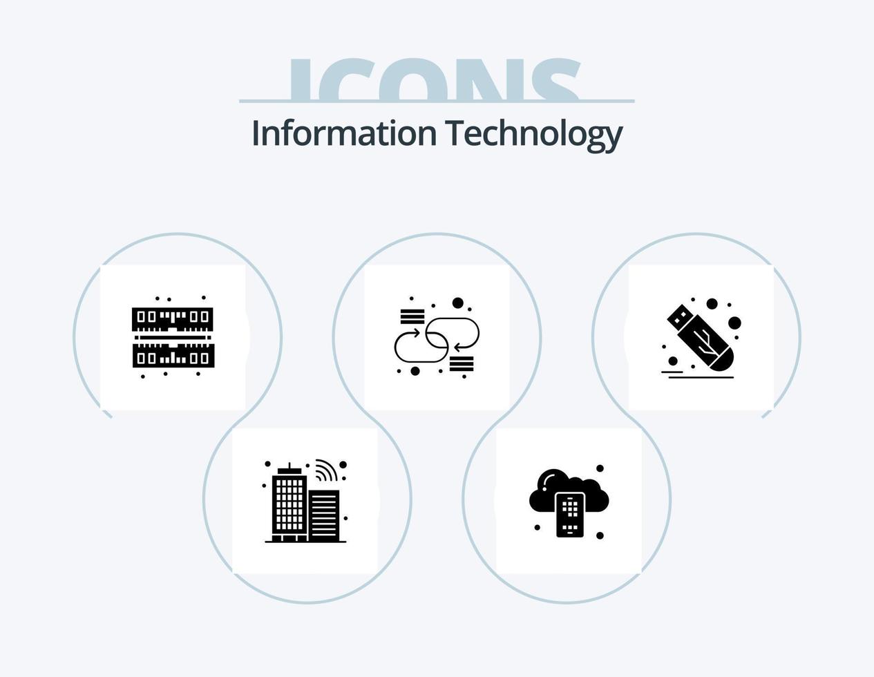 paquete de iconos de glifos de tecnología de la información 5 diseño de iconos. USB. destello. memoria. conducir. Enlace vector