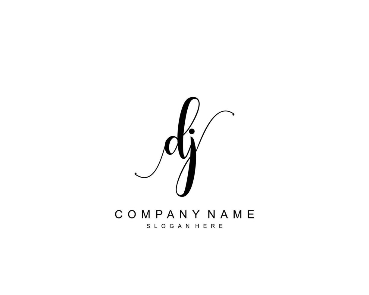 monograma de belleza dj inicial y diseño de logotipo elegante, logotipo de escritura a mano de firma inicial, boda, moda, floral y botánica con plantilla creativa. vector