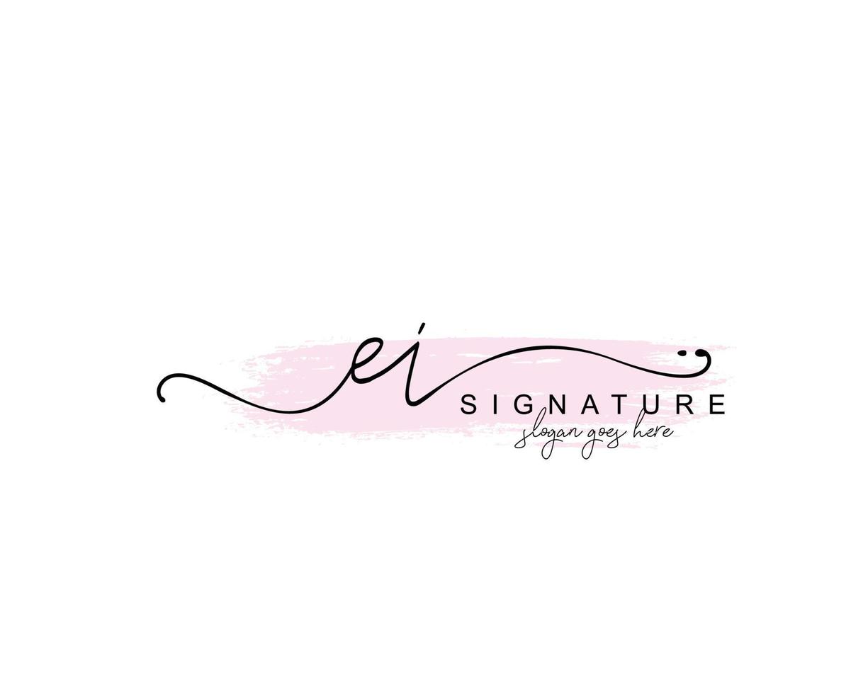 Initial EI beauty monogram and elegant logo design, handwriting logo of initial signature, wedding, fashion, floral and botanical with creative template. vector