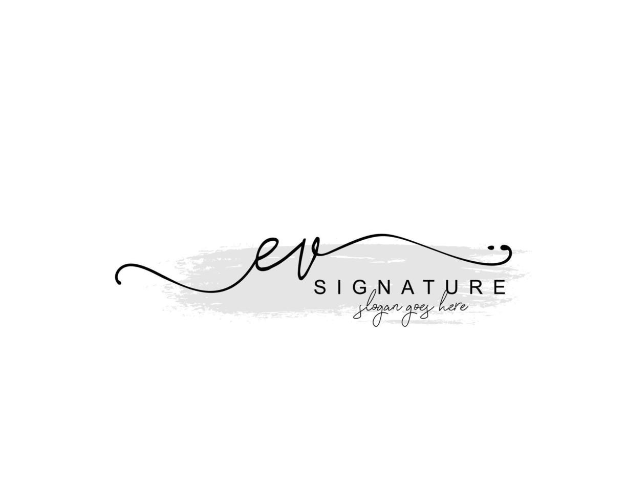 Initial EV beauty monogram and elegant logo design, handwriting logo of initial signature, wedding, fashion, floral and botanical with creative template. vector