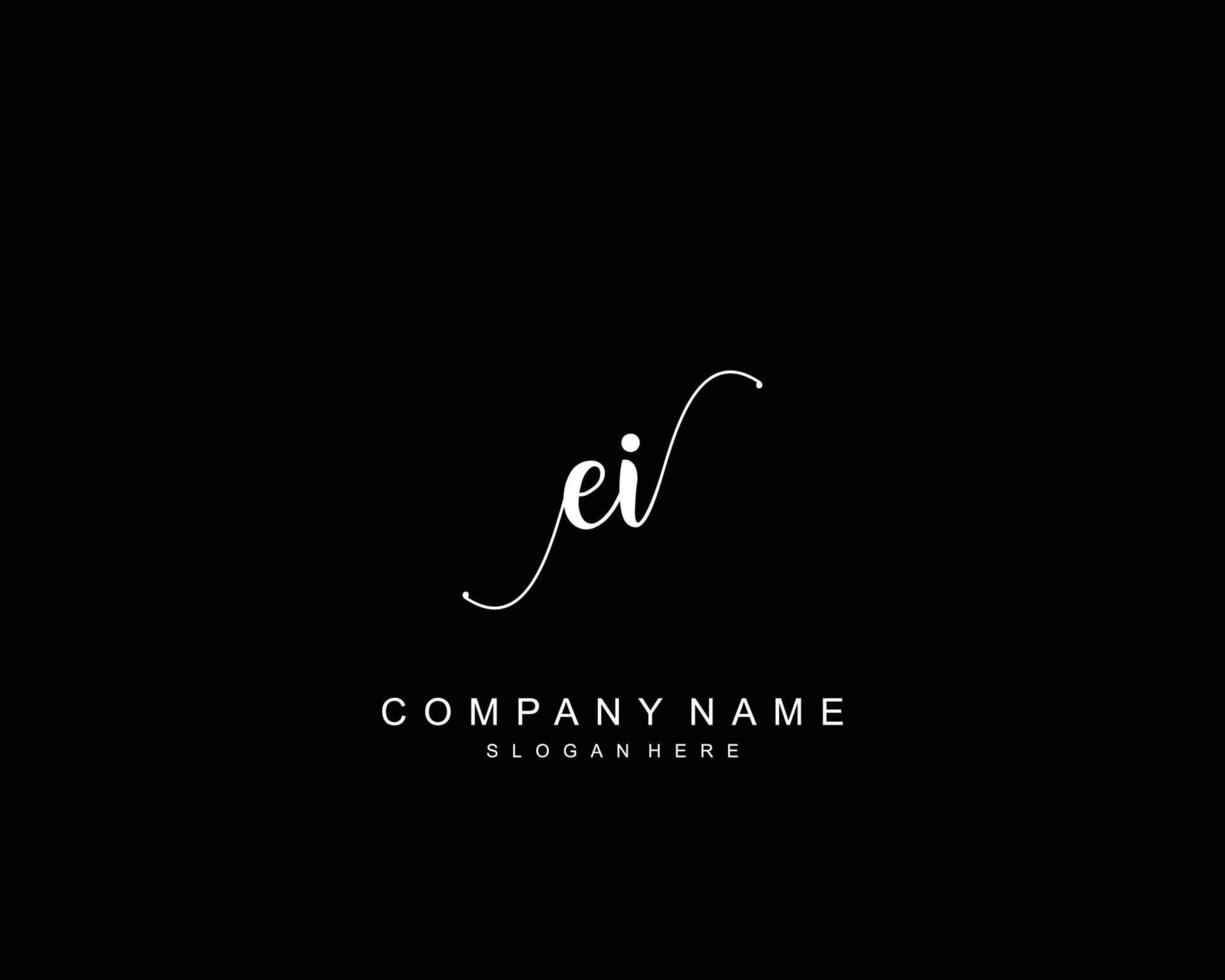 Initial EI beauty monogram and elegant logo design, handwriting logo of initial signature, wedding, fashion, floral and botanical with creative template. vector