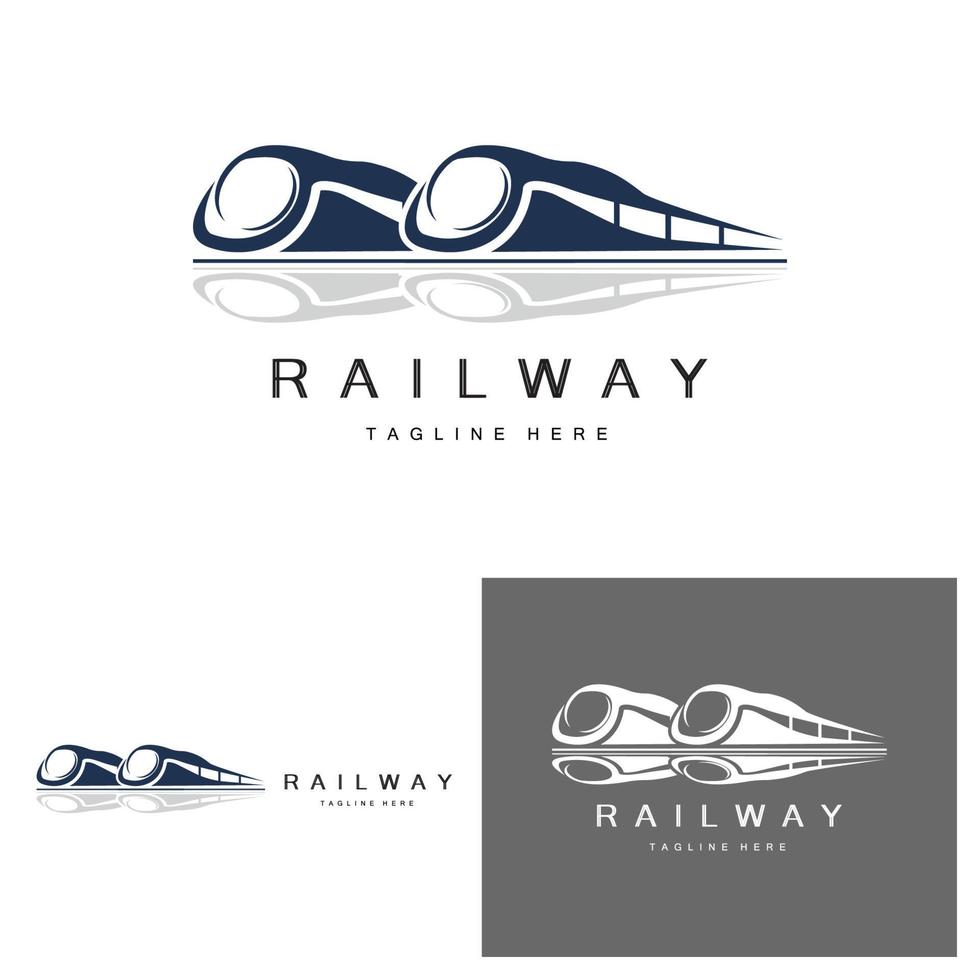 Train Logo Design. Fast Train Track Vector, Fast Transport Vehicle Illustration, Design Fit Locomotive Railroad Company Land Transportation And Fast Delivery vector