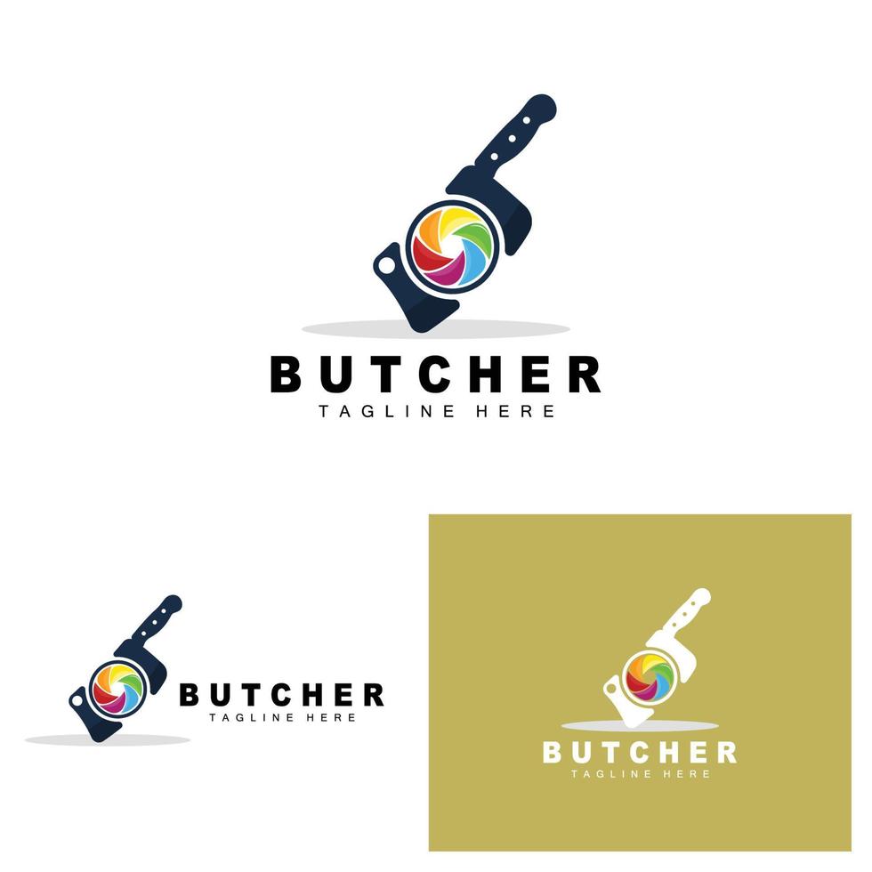 Butcher logo design, Knife Cutting Tool Vector Template, Product Brand Illustration Design For Butcher, Farm, Butcher Shop