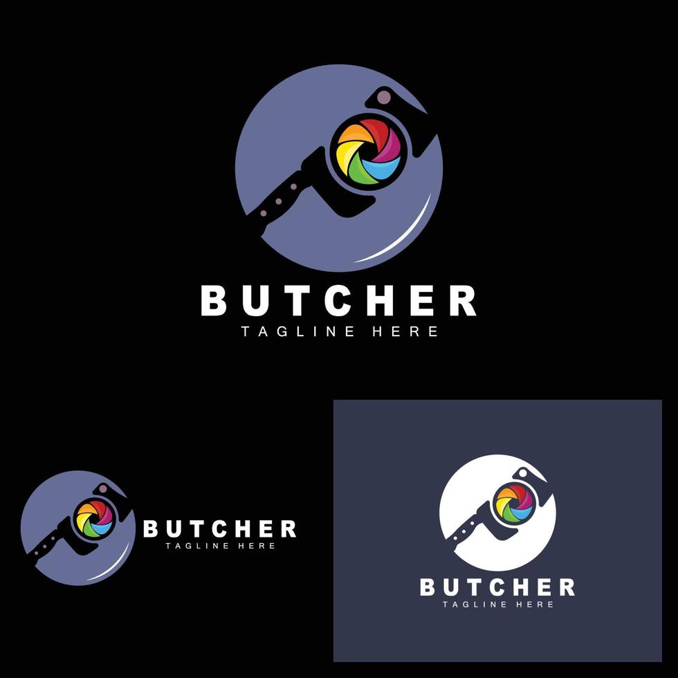 Butcher logo design, Knife Cutting Tool Vector Template, Product Brand Illustration Design For Butcher, Farm, Butcher Shop