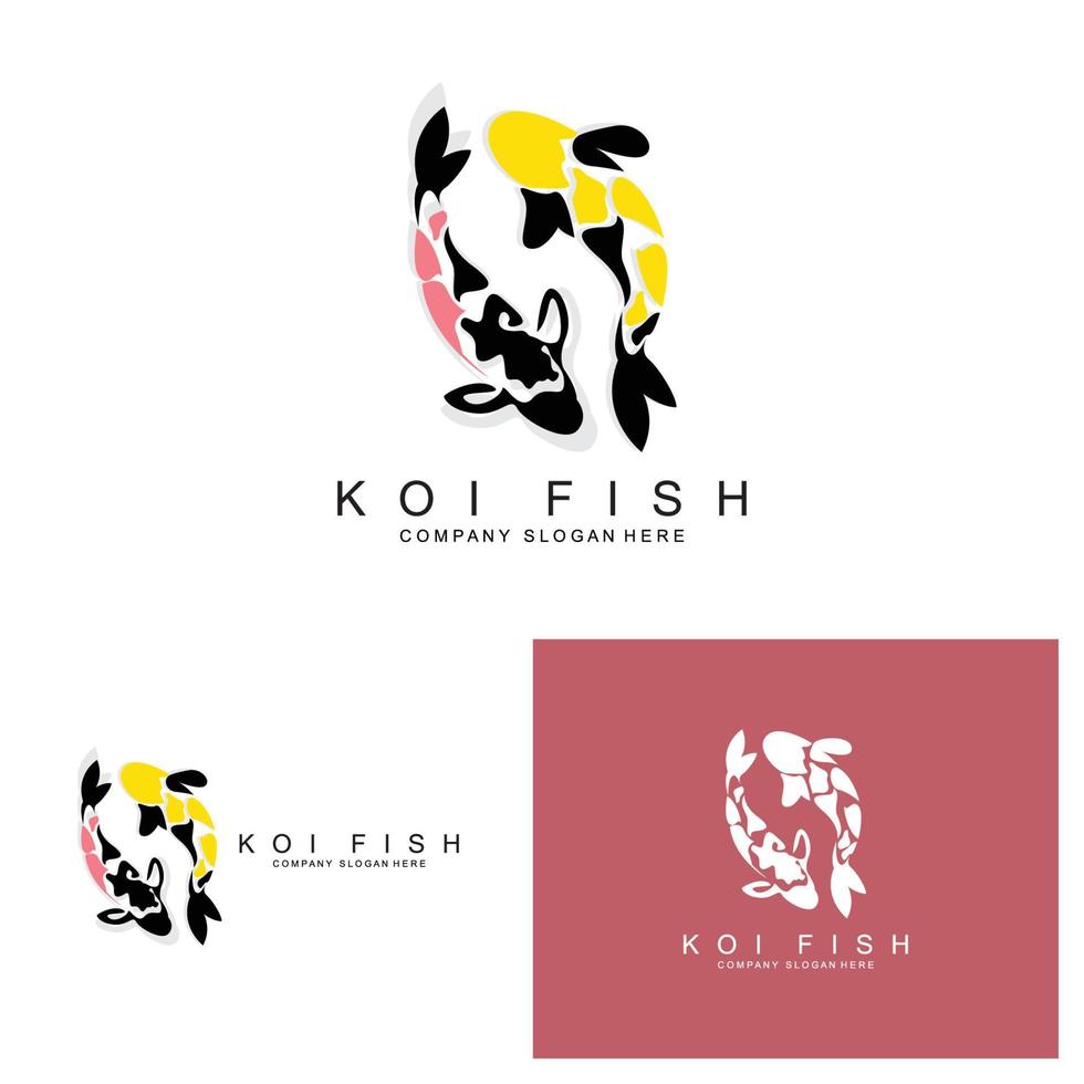 diseño de logotipo de pez koi, vector de pez ornamental, producto de marca de ilustración de ornamento de acuario