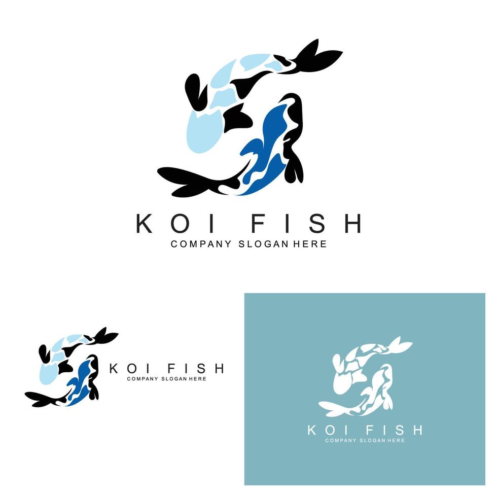 diseño de logotipo de pez koi, vector de pez ornamental, producto de marca de ilustración de ornamento de acuario