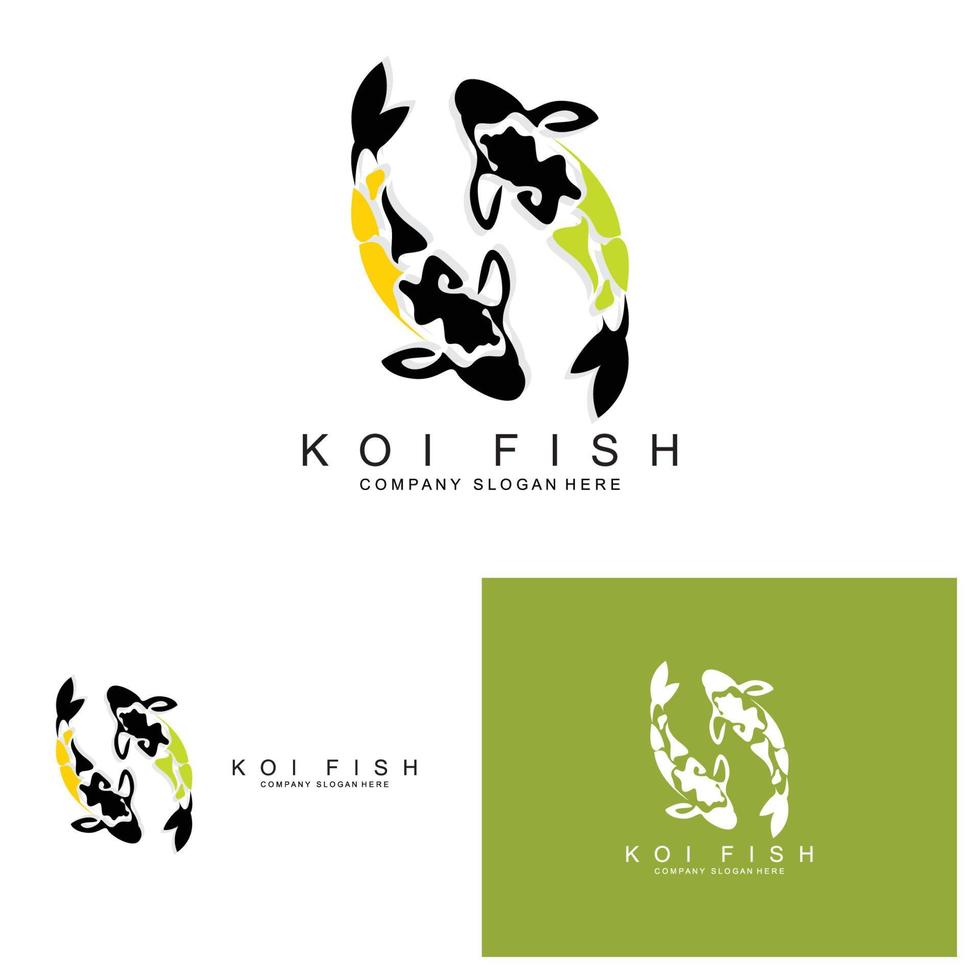 diseño de logotipo de pez koi, vector de pez ornamental, producto de marca de ilustración de ornamento de acuario