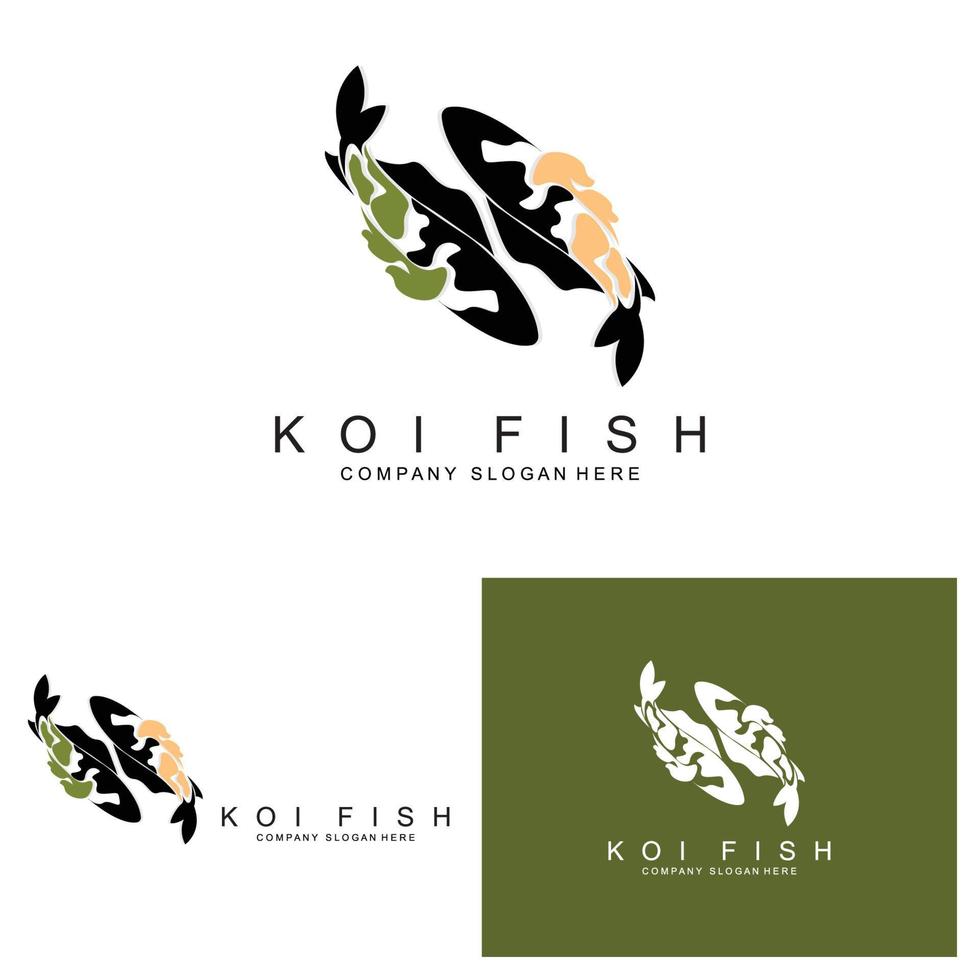 diseño de logotipo de pez koi, vector de pez ornamental, producto de marca de ilustración de ornamento de acuario