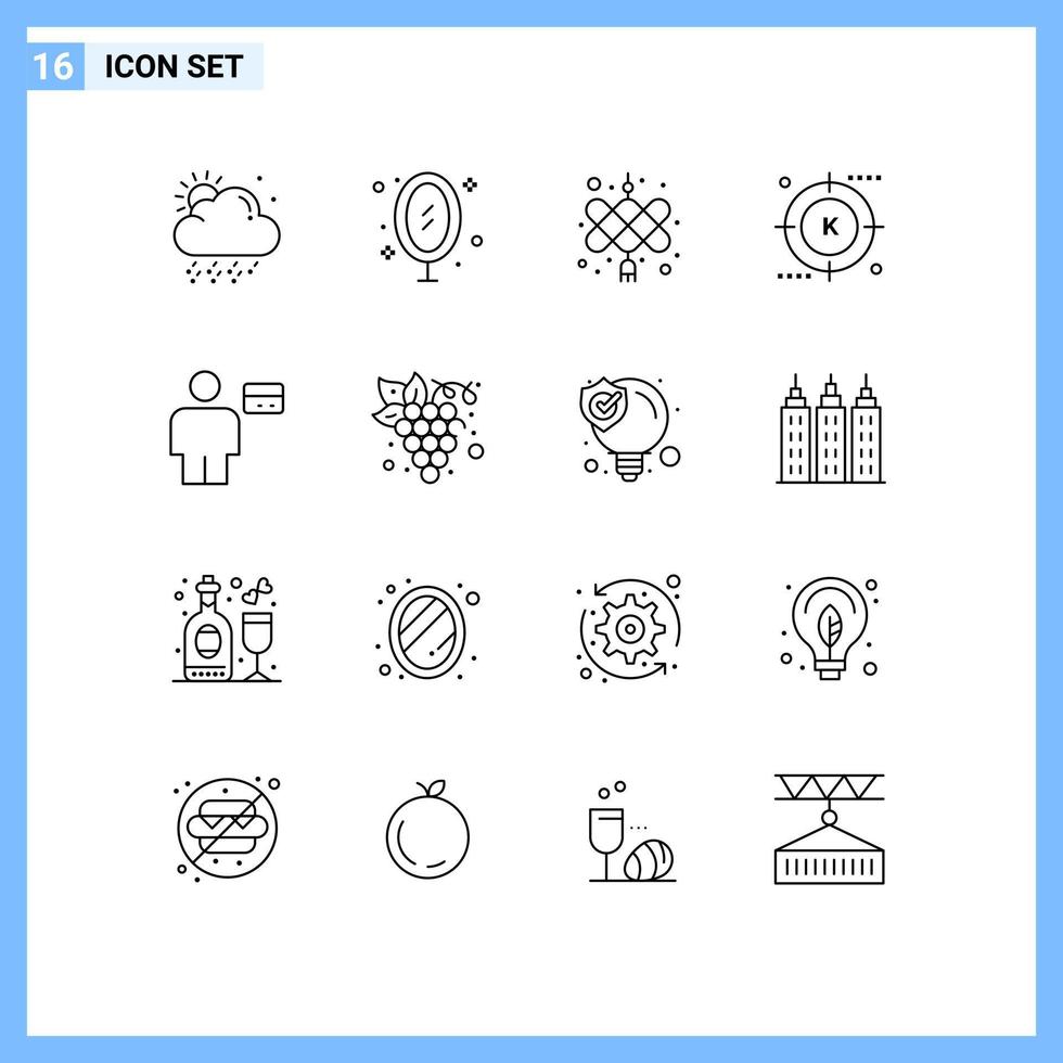 Stock Vector Icon Pack of 16 Line Signs and Symbols for body search chinese knot optimization keyword Editable Vector Design Elements