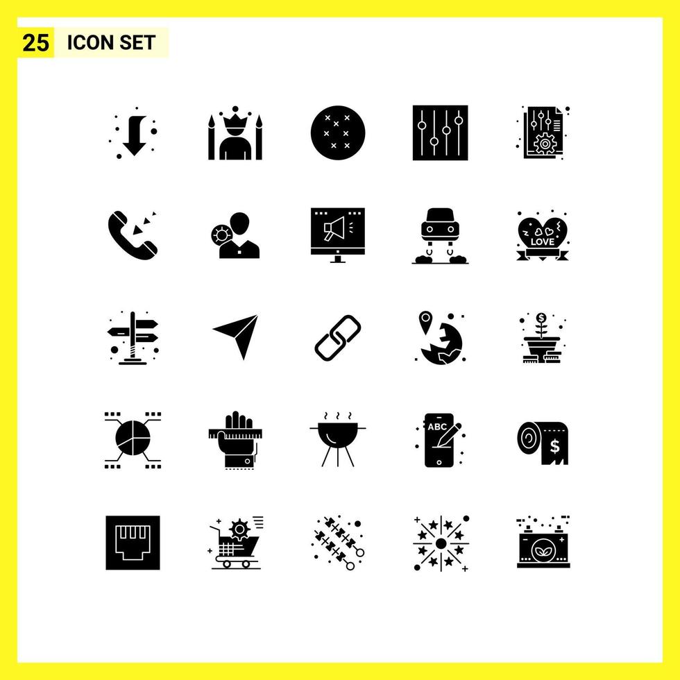 Group of 25 Modern Solid Glyphs Set for report office winner file tuning Editable Vector Design Elements