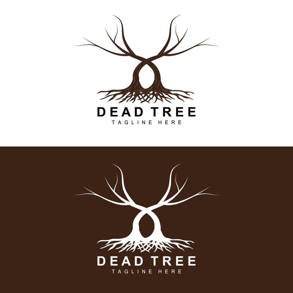 Tree Logo Design, Dead Tree Illustration, Wild Tree Cutting, Global Warming Vector, Earth Drought, Product Brand Icons vector