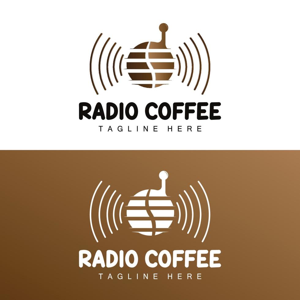 logotipo de radio de café, diseño de radio de podcast, icono de café, vector de marca de producto de logotipo de café café