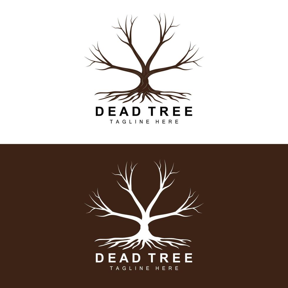 Tree Logo Design, Dead Tree Illustration, Wild Tree Cutting, Global Warming Vector, Earth Drought, Product Brand Icons vector