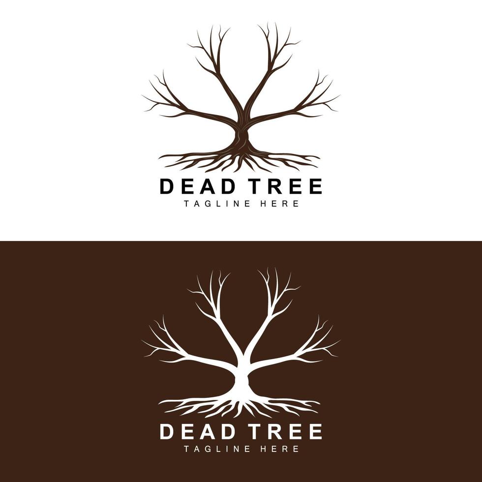 Tree Logo Design, Dead Tree Illustration, Wild Tree Cutting, Global Warming Vector, Earth Drought, Product Brand Icons vector