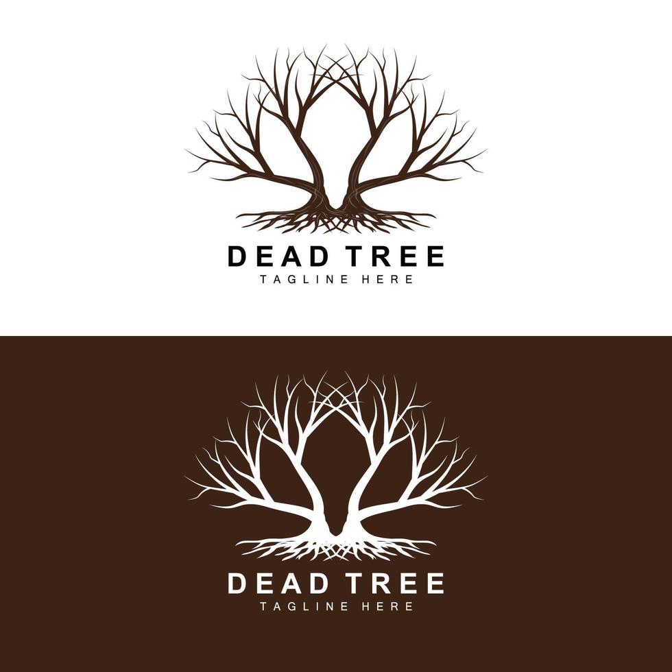 Tree Logo Design, Dead Tree Illustration, Wild Tree Cutting, Global Warming Vector, Earth Drought, Product Brand Icons vector