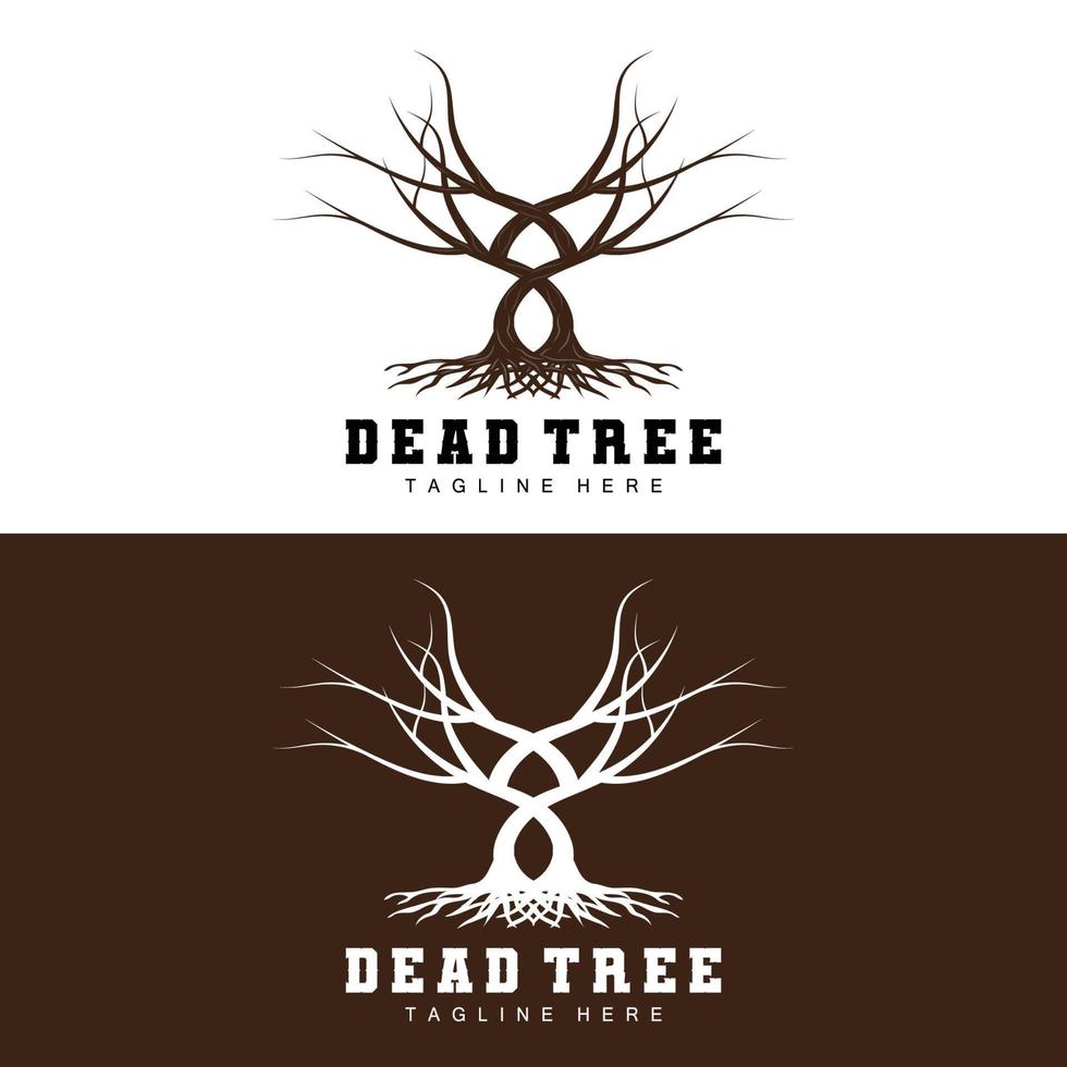 Tree Logo Design, Dead Tree Illustration, Wild Tree Cutting, Global Warming Vector, Earth Drought, Product Brand Icons vector