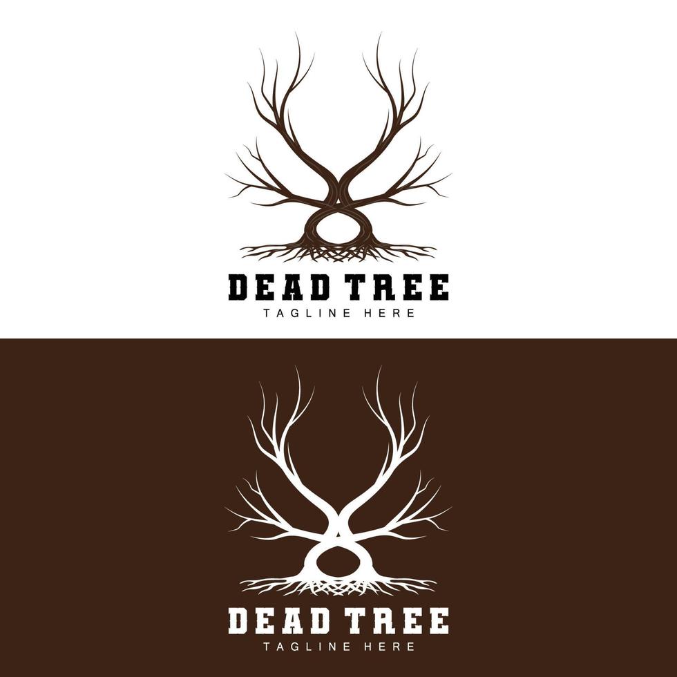 Tree Logo Design, Dead Tree Illustration, Wild Tree Cutting, Global Warming Vector, Earth Drought, Product Brand Icons vector