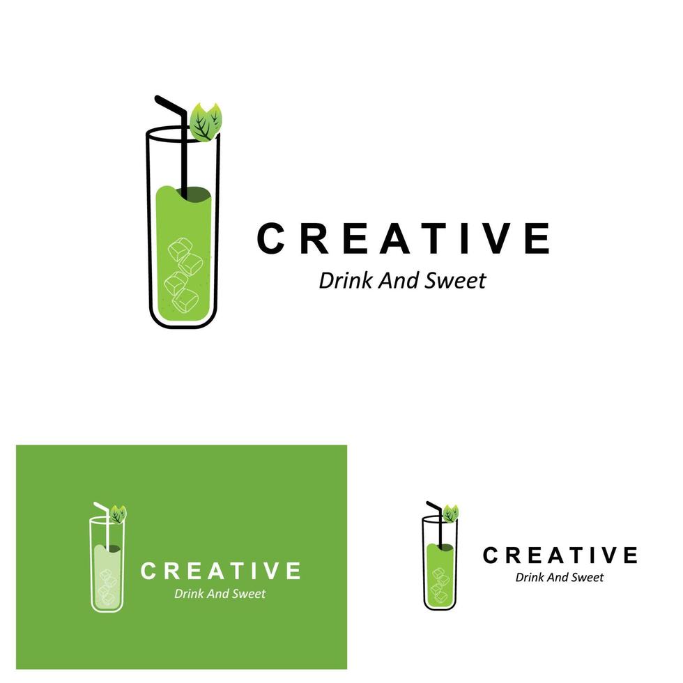 Vector Illustration of green plant matcha logo made as matcha drink or matcha dessert, green tea design