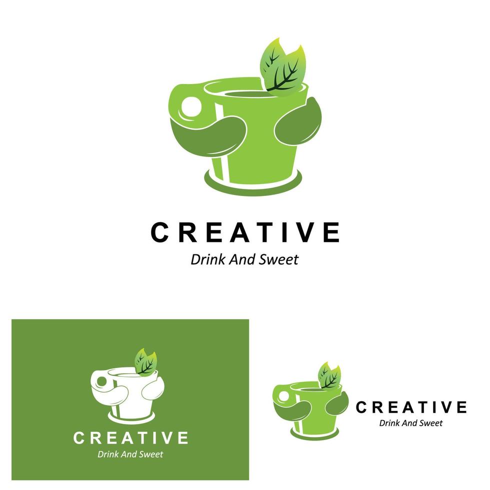 Vector Illustration of green plant matcha logo made as matcha drink or matcha dessert, green tea design