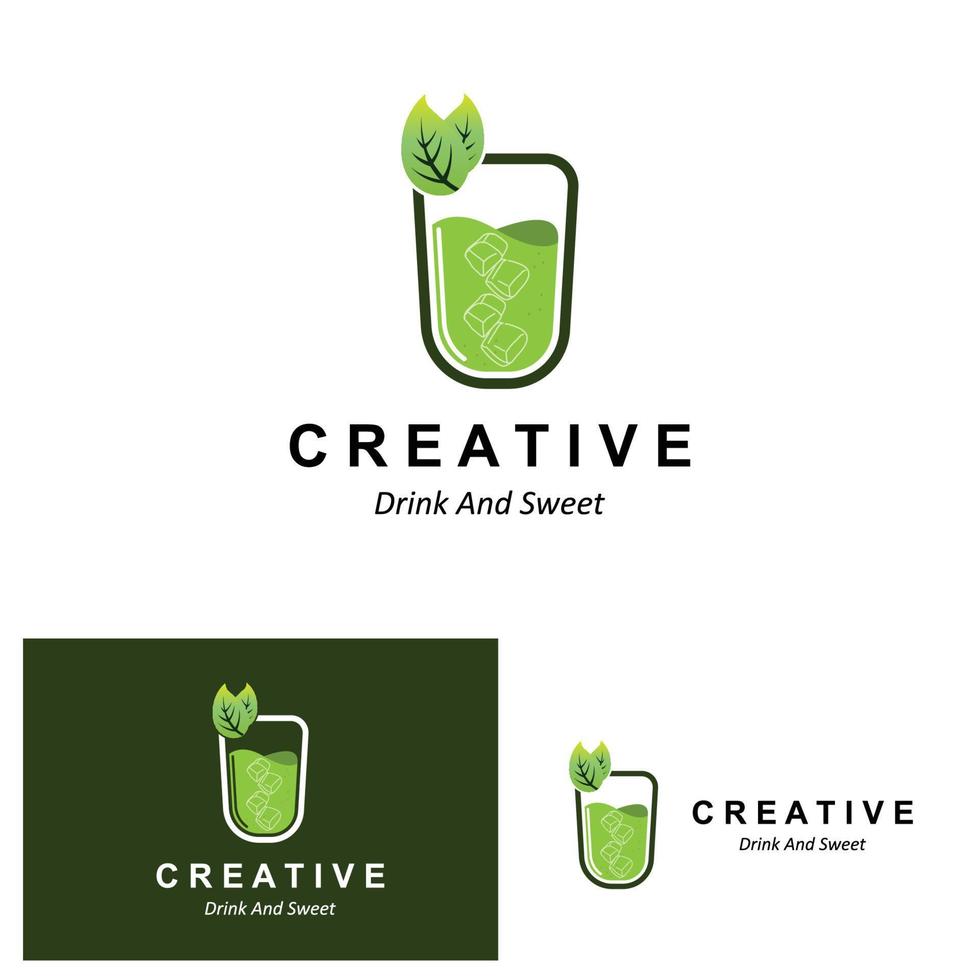 Vector Illustration of green plant matcha logo made as matcha drink or matcha dessert, green tea design