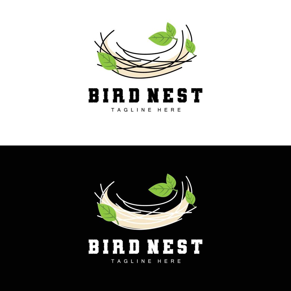 Bird's Nest Logo Design, Bird House Vector For Eggs, Bird Tree Logo Illustration