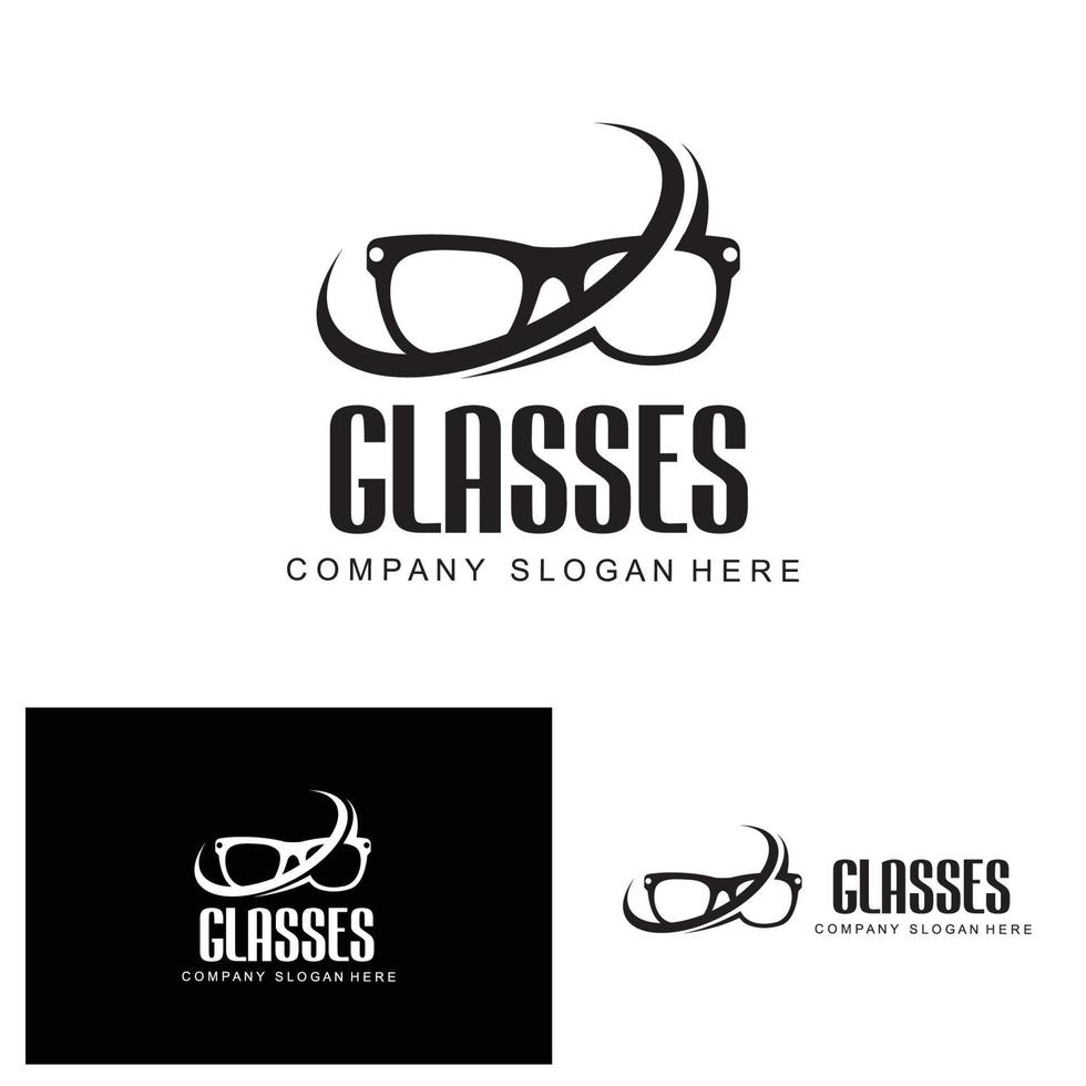 logotipo de gafas, vector de aspecto de moda, diseño para tienda de ropa, tienda de gafas, salón de ojos para el cuidado de los ojos