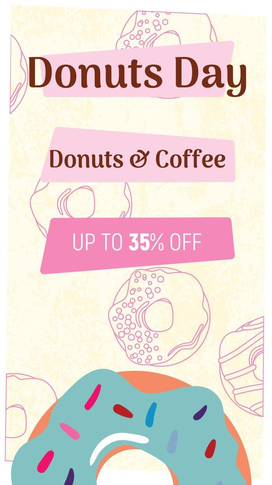Set of banners for bakery donut shop and cafe.  The format is suitable for social media stories. vector