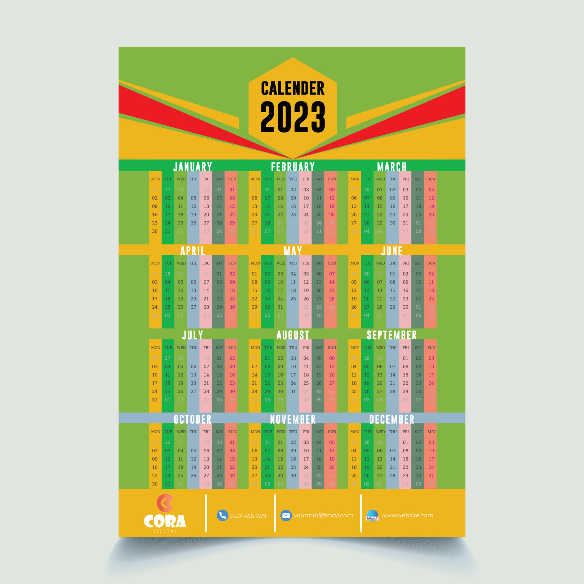 2023 Calendar Year Vector Illustration The Week Starts On Sunday 2023-calendar-year-vector-illustration-the-week-starts-on-sunday