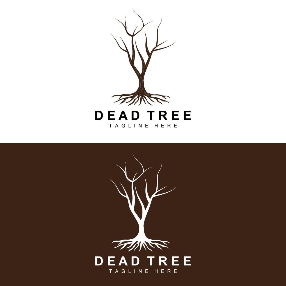 Tree Logo Design, Dead Tree Illustration, Wild Tree Cutting, Global Warming Vector, Earth Drought, Product Brand Icons vector