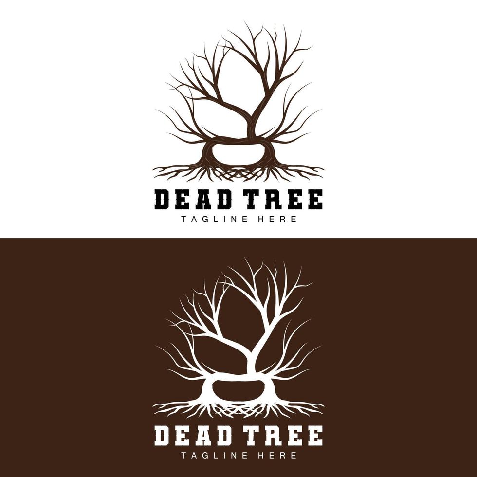 Tree Logo Design, Dead Tree Illustration, Wild Tree Cutting, Global Warming Vector, Earth Drought, Product Brand Icons vector
