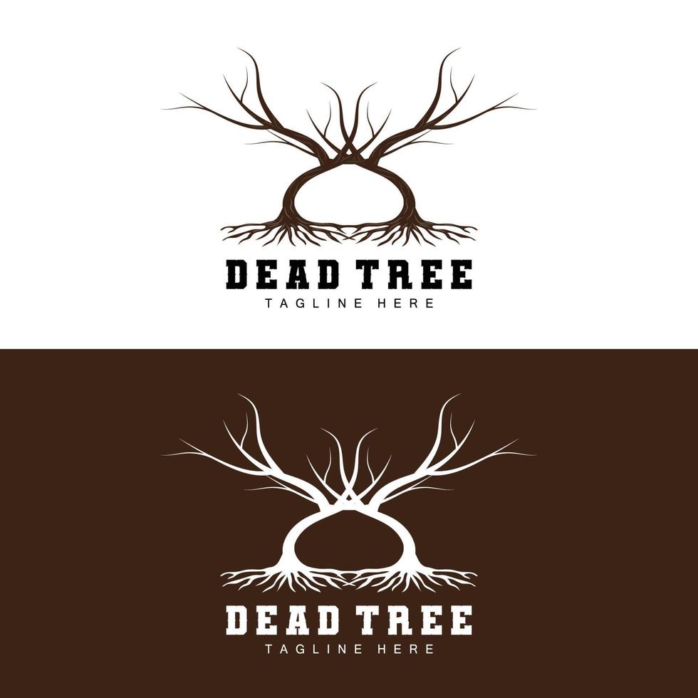 Tree Logo Design, Dead Tree Illustration, Wild Tree Cutting, Global Warming Vector, Earth Drought, Product Brand Icons vector