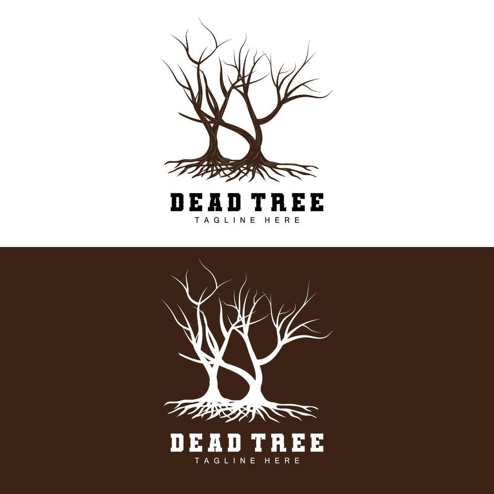 Tree Logo Design, Dead Tree Illustration, Wild Tree Cutting, Global Warming Vector, Earth Drought, Product Brand Icons vector